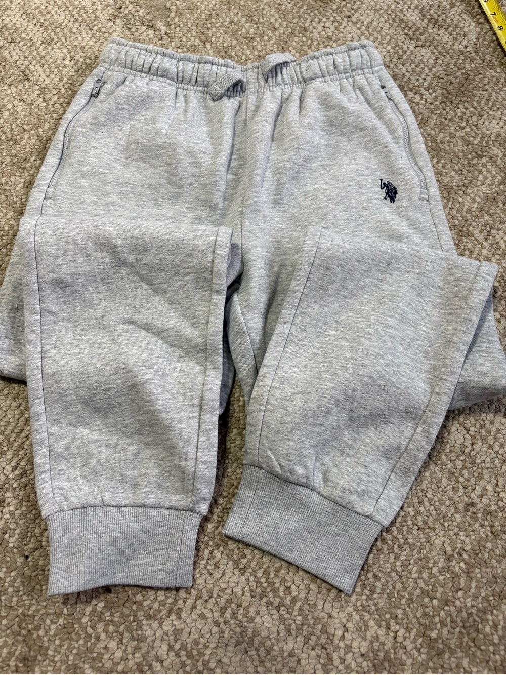U.S. Polo Assn. Light Gray Kids Sweatpants with Navy Logo